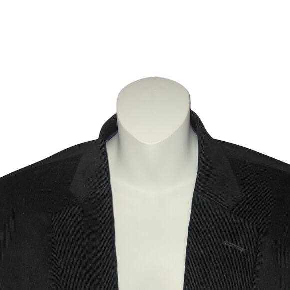 Lauren Ralph Lauren Black Corduroy Blazer 44R Suede Elbow Patches Duck Lining - Picture 3 of 15